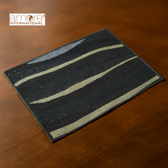 Set of 4, Handcrafted Laminated Placemat – Black, 12"x18"