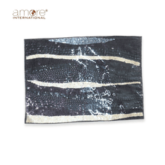 Set of 4, Handcrafted Laminated Placemat – Black, 12"x18"