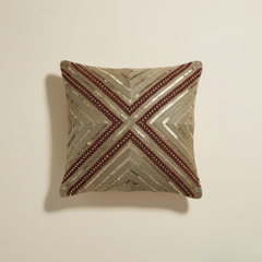 Handcrafted Dark Gold Cushion Cover – 12"x12", Premium Poly Cotton