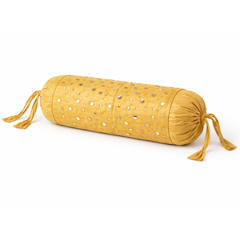 Cylindrical Hand-Crafted Gold Bolster Cover – 9"x20" | Cotton Polyester Fabric | Lightweight & Elegan