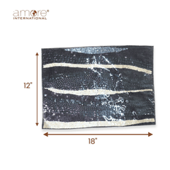 Set of 4, Handcrafted Laminated Placemat – Black, 12"x18"