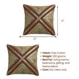Handcrafted Dark Gold Cushion Cover – 12"x12", Premium Poly Cotton