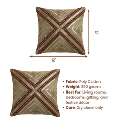 Handcrafted Dark Gold Cushion Cover – 12"x12", Premium Poly Cotton