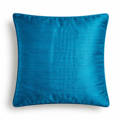 Hand Crafted Cushion Cover – Turquoise | 16"x16" | Poly Cotton | Center Embellished Stripe Design