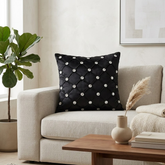 Hand Crafted Cushion Cover – Black | 16"x16" | Poly Cotton | Diamond Button Tufted Design