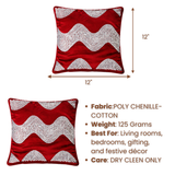 Hand-Crafted Cushion Cover – Dark Maroon Silver | 12"x12" | Poly Chenille-Cotton | Festive Royal Accent