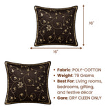 Handcrafted Cushion Cover – Brown | 16"x16" | Floral Vine Embroidered Decorative Cushion Cover