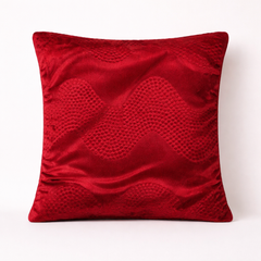 Hand-Crafted Cushion Cover – Dark Maroon Silver | 12"x12" | Poly Chenille-Cotton | Festive Royal Accent