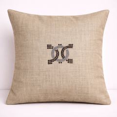 Hand Crafted Cushion Cover – Clay | 16"x16" | Matty Poly Cotton | Embellished Center Design