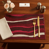 Set of 4, 1 pcs, Handcrafted Laminated Placemat – Maroon, 12"x18"