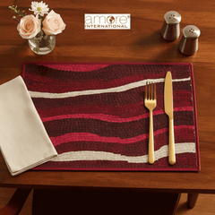 Set of 4, 1 pcs, Handcrafted Laminated Placemat – Maroon, 12"x18"