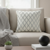 Handcrafted White Cushion Cover – 16"x16" | Poly Cotton | All-Over Sequin Lattice Work | Premium Festive Décor