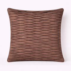 Fabric-Crafted Brown Cushion Cover – 16"x16" | Wave Textured Design | Premium Poly-Cotton