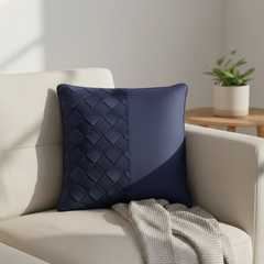 Fabric-Crafted Navy Blue Cushion Cover – 12"x12" | Poly Cotton Fabric | Elegant & Modern