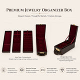 Luxury Leather Jewellery Box with Combination Lock & Multi-Compartment Organizer (30.48 × 12.95 × 10.16 cm)