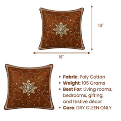 Handcrafted Cushion Cover – Burgundy | 16"x16" | Elegant Poly Cotton Cushion Cover