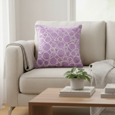 Machine-Crafted Baby Rose Cushion Cover – 12"x12" | Circular Embroidered Design | Premium Poly Channel Fabric