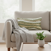 Handcrafted Beige Bolster Cover – 19"x8", Artistic Embroidered Wave Design in Premium Poly Cotton