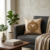 Hand Crafted Cushion Cover – Gold | 12"x12" | Poly Cotton | Embroidered Motif Design