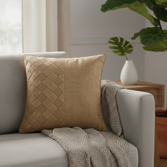Fabric-Crafted Bronze Cushion Cover – 12"x12" | Poly Cotton Fabric | Elegant & Modern