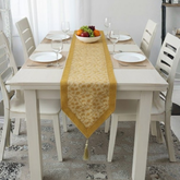 Fabric-Crafted Golden Table Runner – 17.5"x88", Premium Poly Cotton