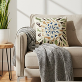 Handcrafted Cream Cushion Cover – 12"x12" | Artistic Multi-Color Embroidered Floral Design | Premium Poly Cotton