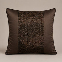 Handcrafted Cushion Cover – Brown Gold | 16"x16" | Poly-Cotton Matty Fabric | Premium Metallic Texture Design