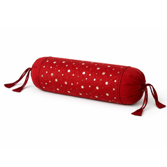 Cylindrical Hand-Crafted Maroon Bolster Cover – 9"x20" | Cotton Polyester Fabric | Lightweight & Elegant