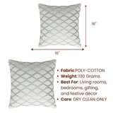 Handcrafted White Cushion Cover – 16"x16" | Poly Cotton | All-Over Sequin Lattice Work | Premium Festive Décor