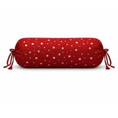 Cylindrical Hand-Crafted Maroon Bolster Cover – 9"x20" | Cotton Polyester Fabric | Lightweight & Elegant