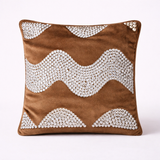 Hand-Crafted Cushion Cover – Mud Silver | 12"x12" | Poly Chenille-Cotton | Warm Festive Accent