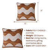 Hand-Crafted Cushion Cover – Mud Silver | 12"x12" | Poly Chenille-Cotton | Warm Festive Accent