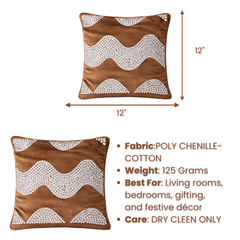 Hand-Crafted Cushion Cover – Mud Silver | 12"x12" | Poly Chenille-Cotton | Warm Festive Accent