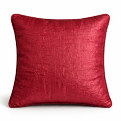 Fabric Crafted Cushion Cover – Maroon | 16"x16" | Poly Cotton Fabric | Elegant Striped Texture Design