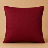 Handcrafted Cushion Cover – Bright Red | 16"x16" | Floral Vine Embroidered Decorative Cushion Cover
