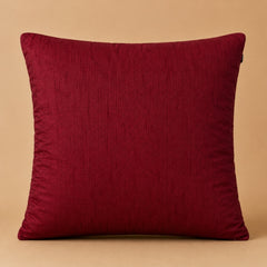 Handcrafted Cushion Cover – Bright Red | 16"x16" | Floral Vine Embroidered Decorative Cushion Cover
