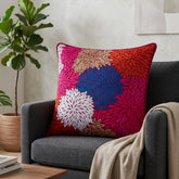 Machine Crafted Cushion Cover – Burgundy | 16"x16" | Multicolor Floral Embroidered Decorative Cushion Cover