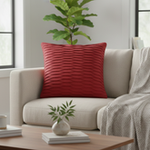Fabric-Crafted Maroon Cushion Cover – 16"x16" | Wave Textured Design | Premium Poly-Cotton