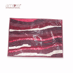 Set of 4, 1 pcs, Handcrafted Laminated Placemat – Maroon, 12"x18"