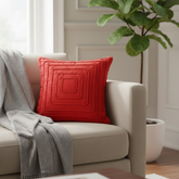 Fabric-Crafted Red Cushion Cover – 16"x16" | Poly Cotton | Soft, Stylish & Durable