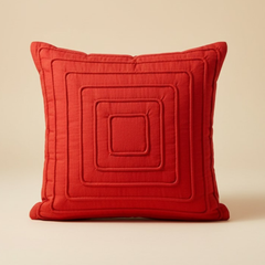 Fabric-Crafted Red Cushion Cover – 16"x16" | Poly Cotton | Soft, Stylish & Durable |