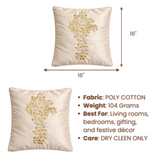 Hand Crafted Cushion Cover – Cream | 16"x16" | Poly Cotton | Embroidered Floral Design