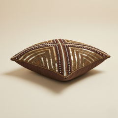 Handcrafted Brown Cushion Cover – 12"x12", Premium Poly Cotton