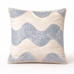Hand-Crafted Cushion Cover – Cream Silver | 12"x12" | Poly Chenille-Cotton | Subtle Festive Elegance