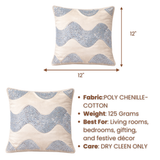 Hand-Crafted Cushion Cover – Cream Silver | 12"x12" | Poly Chenille-Cotton | Subtle Festive Elegance