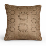 Beige Embroidered Cushion Cover | 16"x16" | Poly Cotton | Circular Pattern Designer Cushion Cover