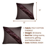 Fabric Crafted Cushion Cover – Black | 12"x12" | Poly Cotton Chenille | Diagonal Panel Design
