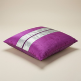 Fabric-Crafted Purple Cushion Cover – 24"x24", Premium Chenille Fabric (Panel Stripe Design)