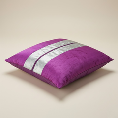 Fabric-Crafted Purple Cushion Cover – 24"x24", Premium Chenille Fabric (Panel Stripe Design)