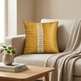 Hand Crafted Cushion Cover – Gold | 12"x12" | Poly Cotton | Decorative Panel Design